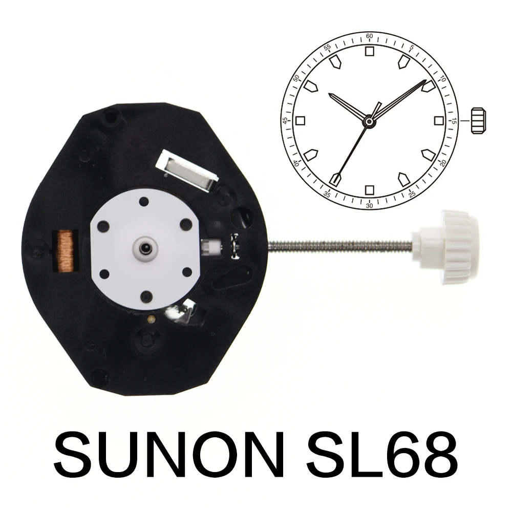 Piezas de reloj de movimiento de cuarzo SL68, accesorios de reparación, piezas de repuesto de reloj chino Sunon SL68