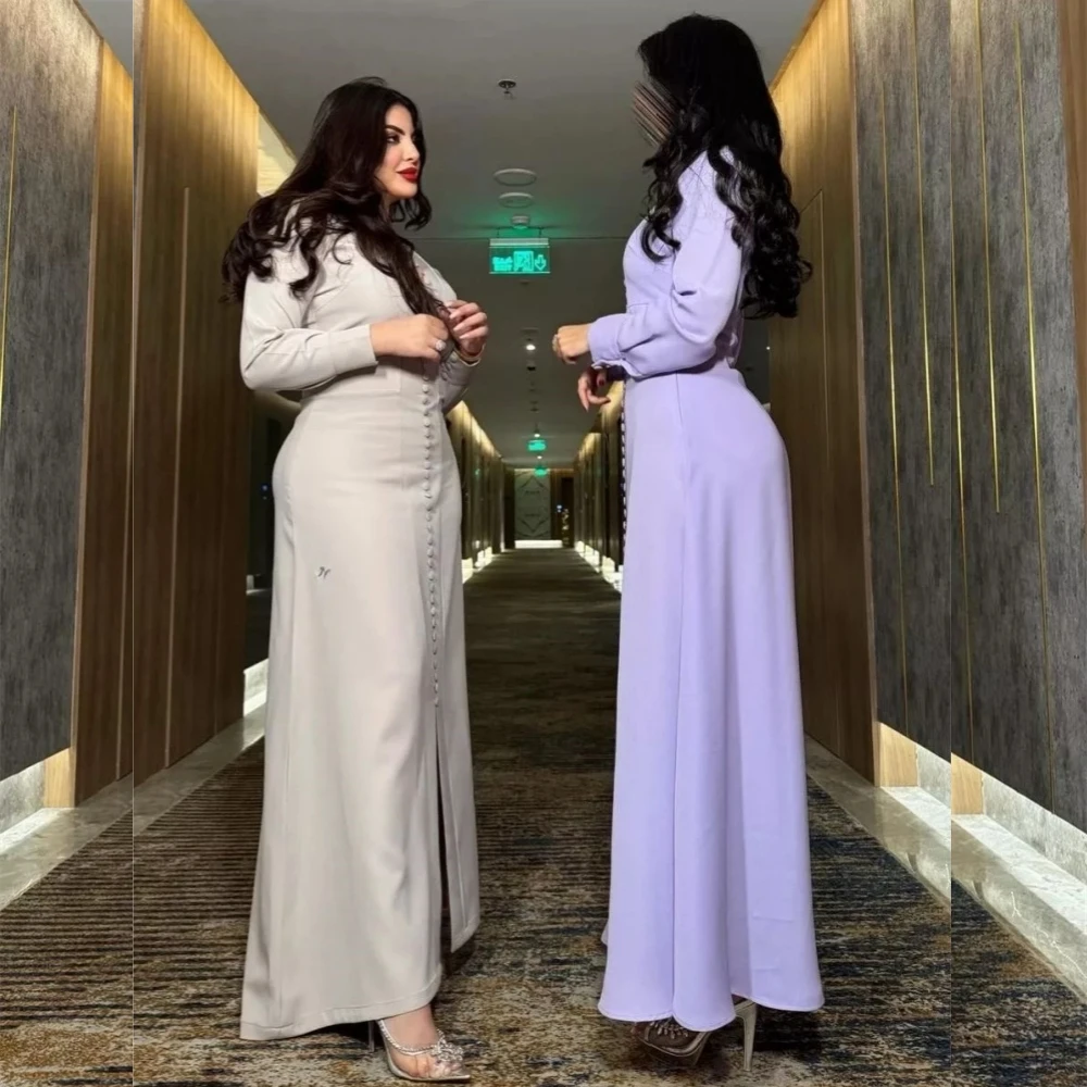 Gaun Prom Arab Saudi gaun malam kancing tertutup Pleat Natal A-line V-Neck Bespoke gaun acara gaun Midi