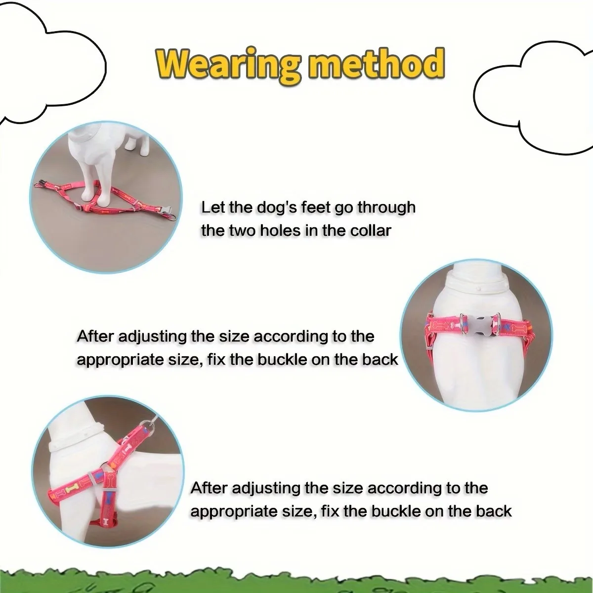 Adjustable Dog Harness with Quick Release Buckle Durable Polyester Pet Chest Strap Double D Ring Safety Vest for Small Medium Do - view 6