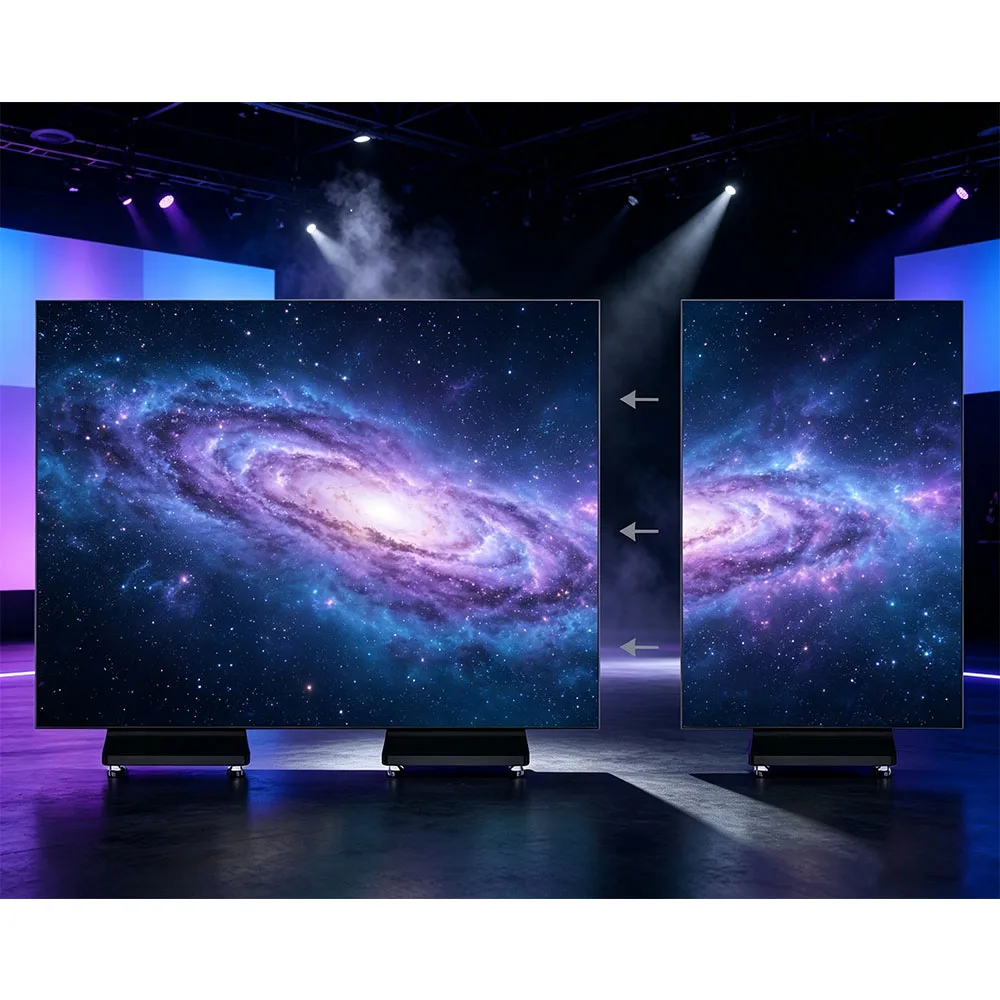 P2.5 Foldable LED Digital Poster Signage Freestanding Advertising Display With Wheels for Event Conference Exhibition