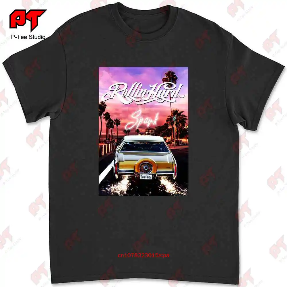 Rolling Hard Low Rider Mens Heavyweight T Shirt Print On Shaka Wear SYVA