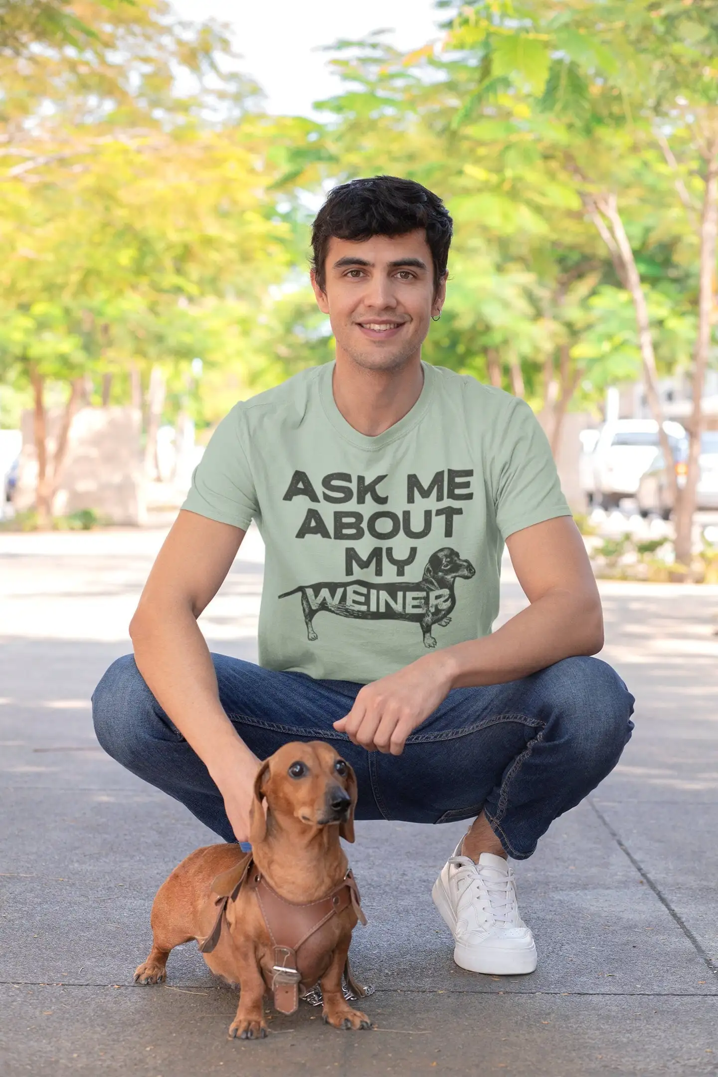 Ask Me About My Wiener T shirt Dachshund lovers gift Funny Sausage Dog tee Wife birthday present Pet Unique Cute