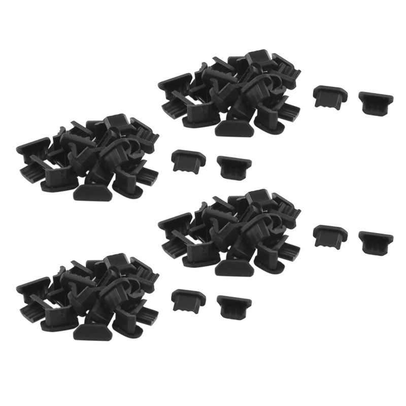 100 Pcs Anti Dust Black Soft Plastic Dock Cover Micro-USB Port Ear Jack