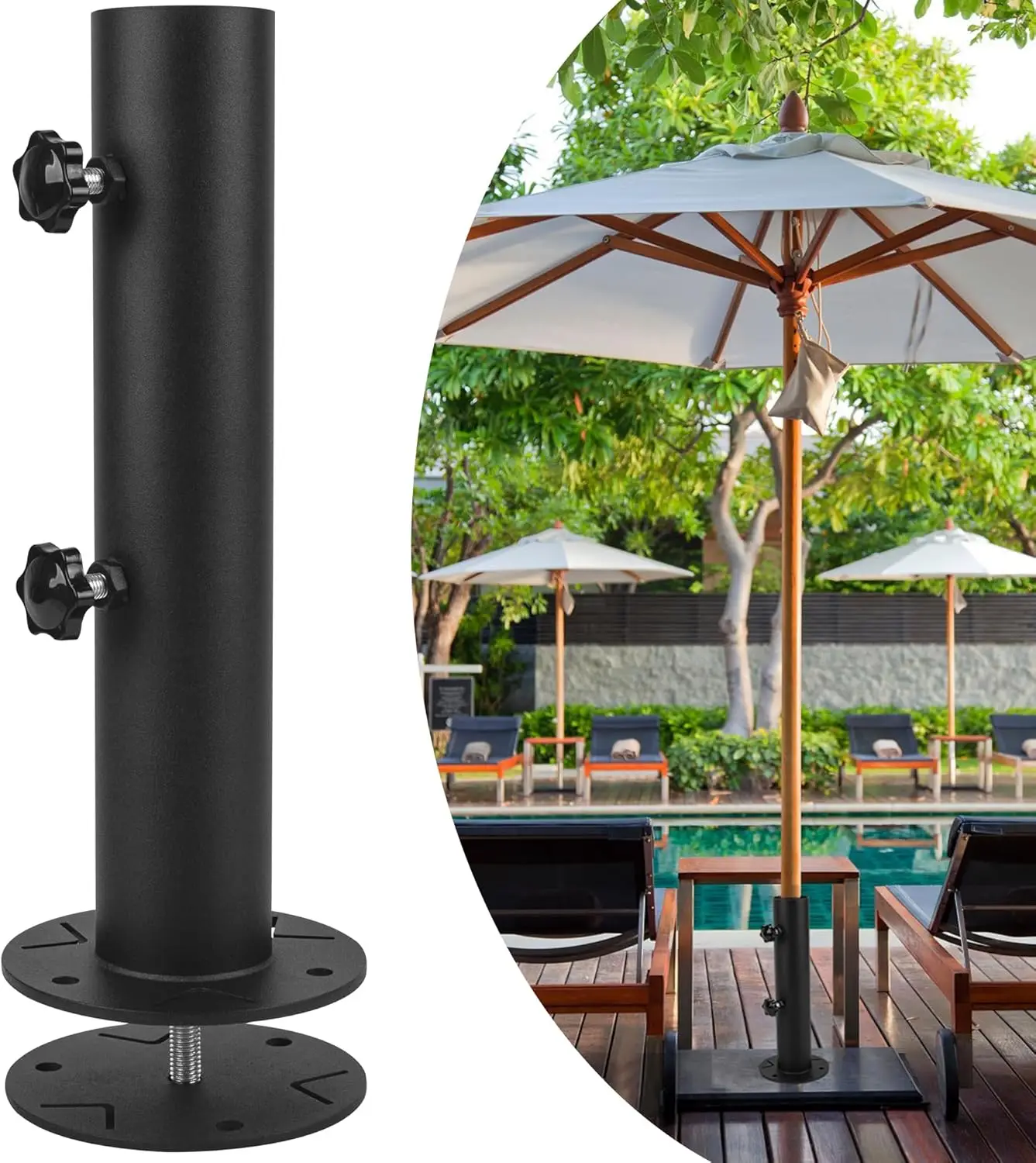 

Granite Umbrella Stand Tube Outdoor, Stone Umbrella Tube Base for Outside Universal Umbrella Base Tube Replacement for G