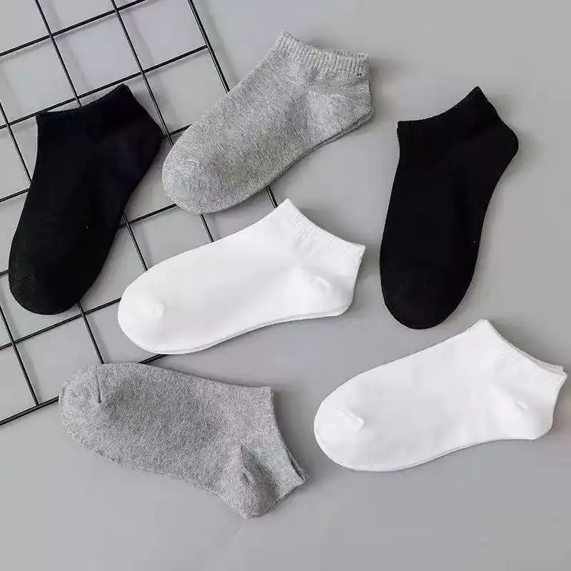 Men's Black Ankle Boat Socks Spring Summer Thin Breathable Soft Polyester Cotton Casual Business Size EU38-43