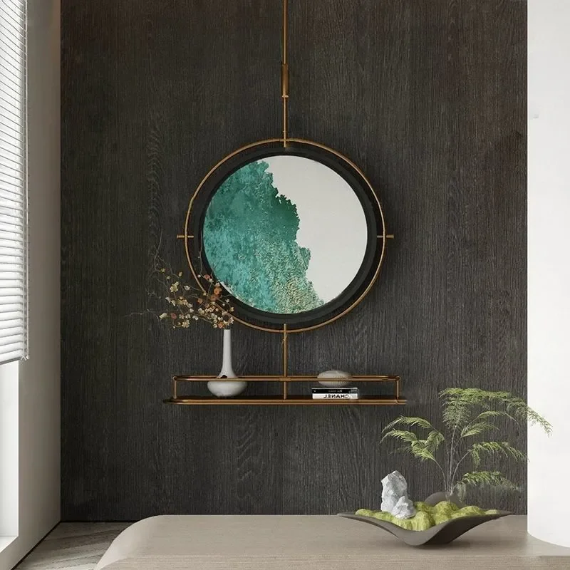 Chinese Style Round Wall Art Painting Modern Living Room Decor Antique Entrance Picture High End Bedroom Dining Room