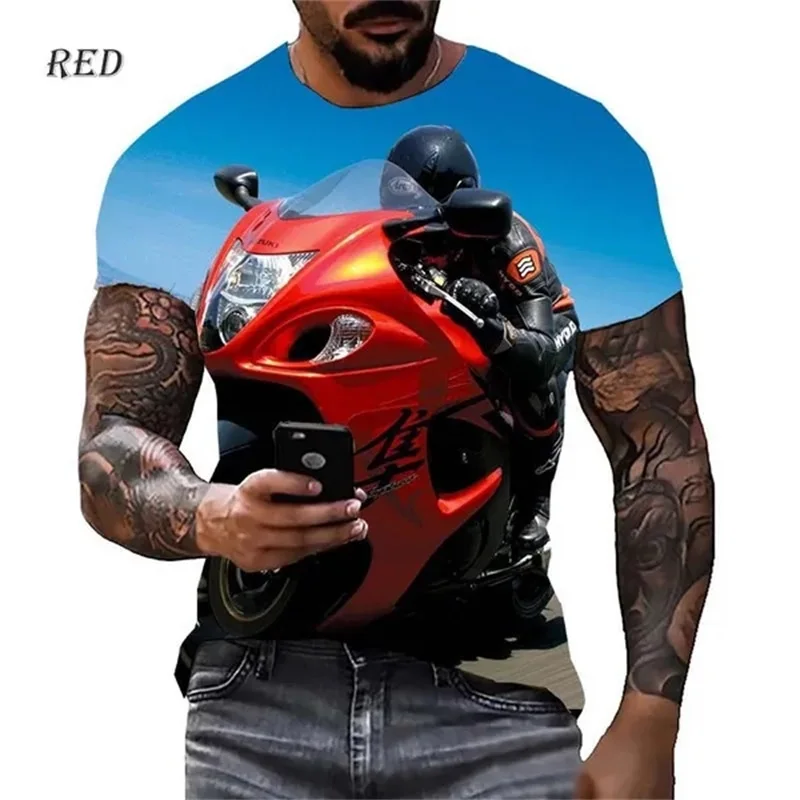 Cool Motorcycle Racing Graphics T-Shirt For Men 3D Printed Plus Size Men\'s T -Shirt Summer Short Sleeve Tee Tops Streetwear