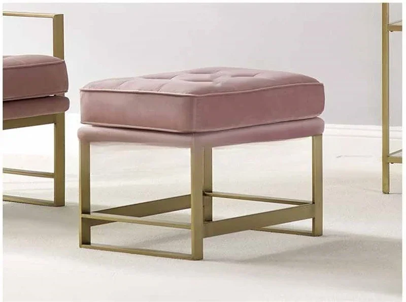 北欧風ライトラグジュアリーメタルピンクフランネルシングルソファ家具カフェホテルステンレススチールソファチェア