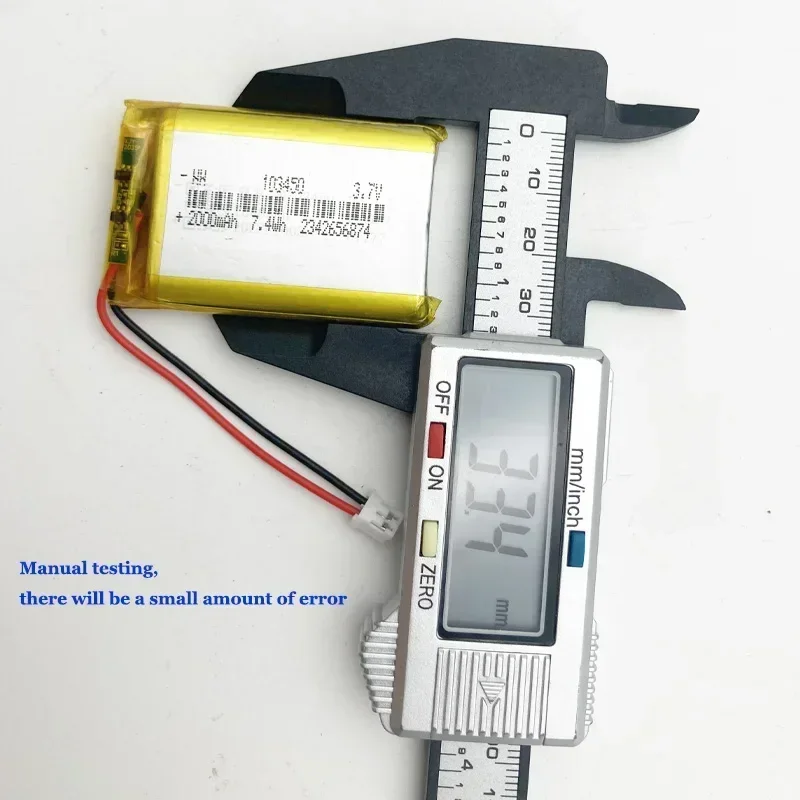 103450 3.7V 2000mAh akumulator litowo-polimerowy Lipo do MP4 DVD DVR LED MP5 GPS zestaw słuchawkowy Bluetooth głośnik masażer