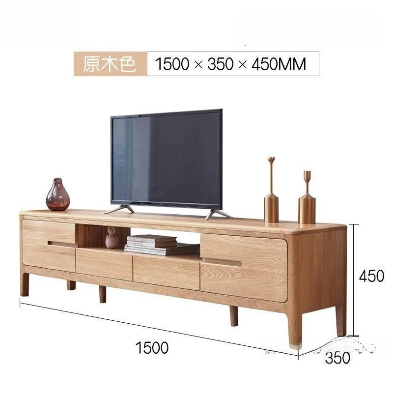 Oak floor-to-ceiling TV cabinet log color walnut thickened pure solid wood