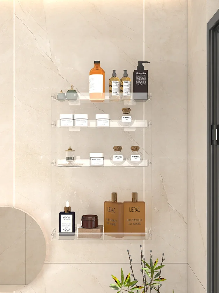 

No punching bathroom rack acrylic wall multi-layer cosmetics toilet washstand storage shelf home