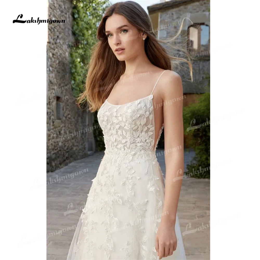 Lakshmigown Boat Neck A Line Wedding Dress 2025 Court Train Appliques Wedding Gown amanda novias vestidos oficial vestido de noi