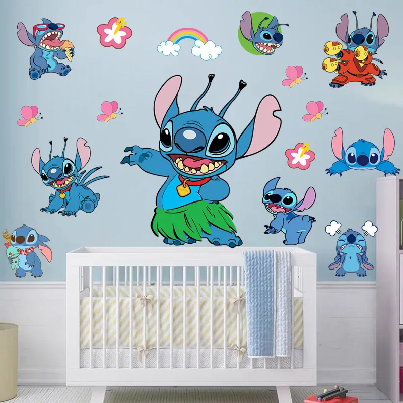 

60cm Large Lilo Stitch Stickers for Kids Bedroom Home Decoration Cute School Prizes Comic Theme Party Supplies