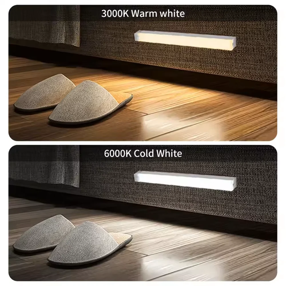 Rechargeable Motion Sensor LED Bar Light Human Infared Induction Night Light Portable Kitchen Cabinet Light 10/20/30/50cm