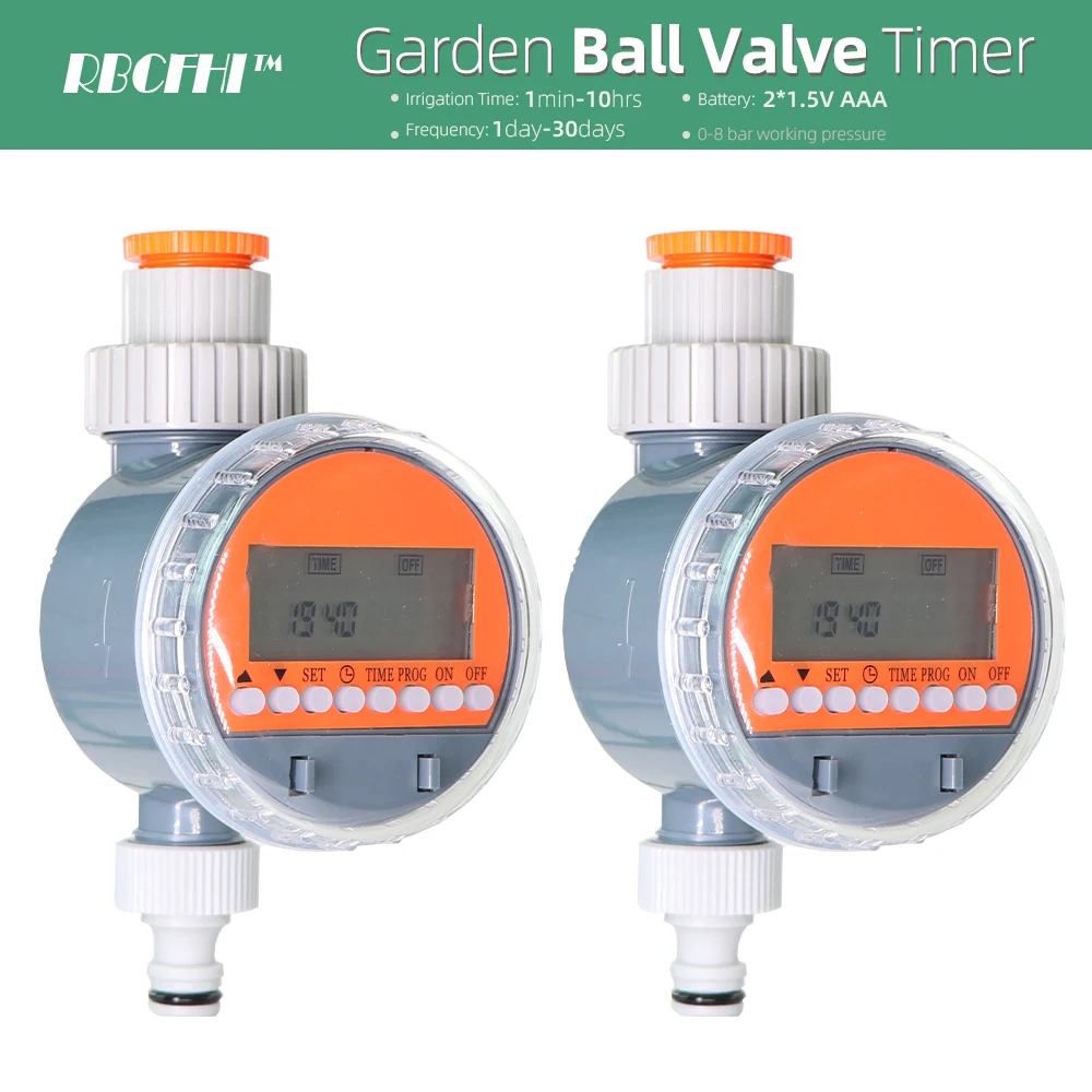 Automatic Irrigation Ball Valve Water Timer LCD Display Electronic Watering Controller for Home Garden Greenhouse Hose Sprinkler