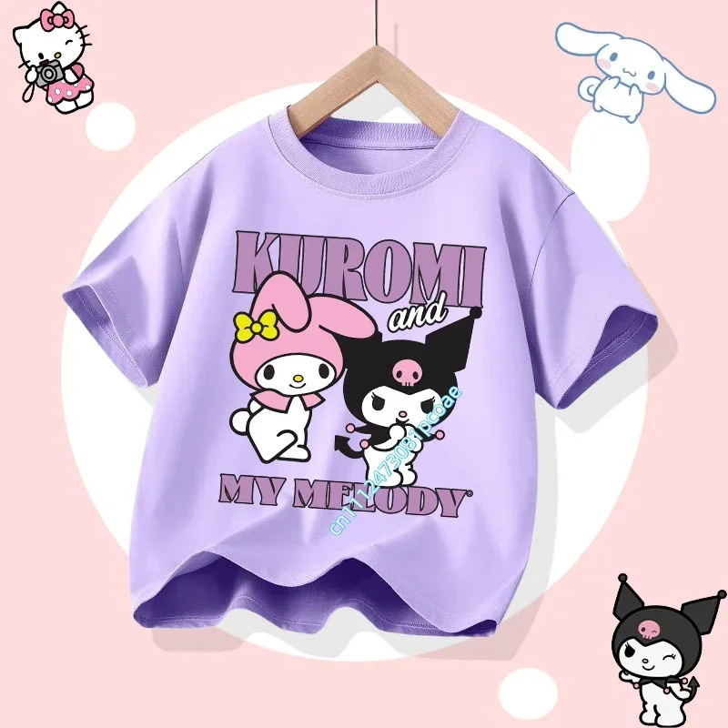 Kuromi Children's Pure Cotton Short-Sleeved Girls' Casual Sh