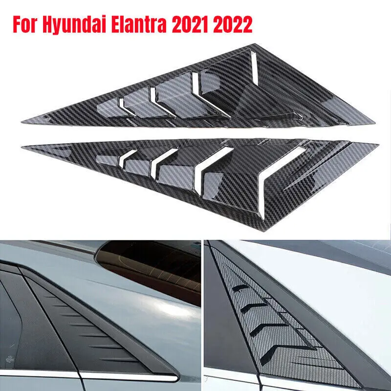 For Hyundai Elantra 2021 2022 Car Rear Louver Window Side Shutter Cover Trim Sticker Vent Scoop ABS Carbon Fiber Accessories