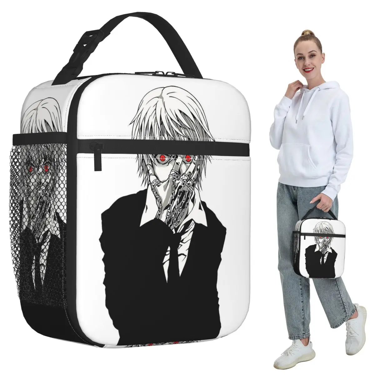 Anime Tokyo Ghoul Kaneki Ken Insulated Lunch Bag for Kids School Cooler Thermal Food Box Tote Portable Lunch Boxes Container