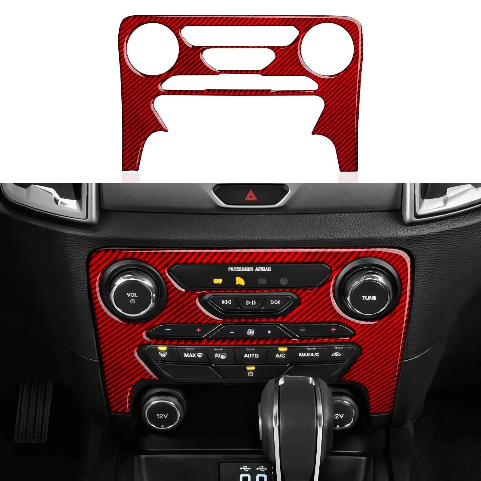 

Red Carbon Fiber Interior Trim Decal For Ford Ranger 2019-2023 Center Console