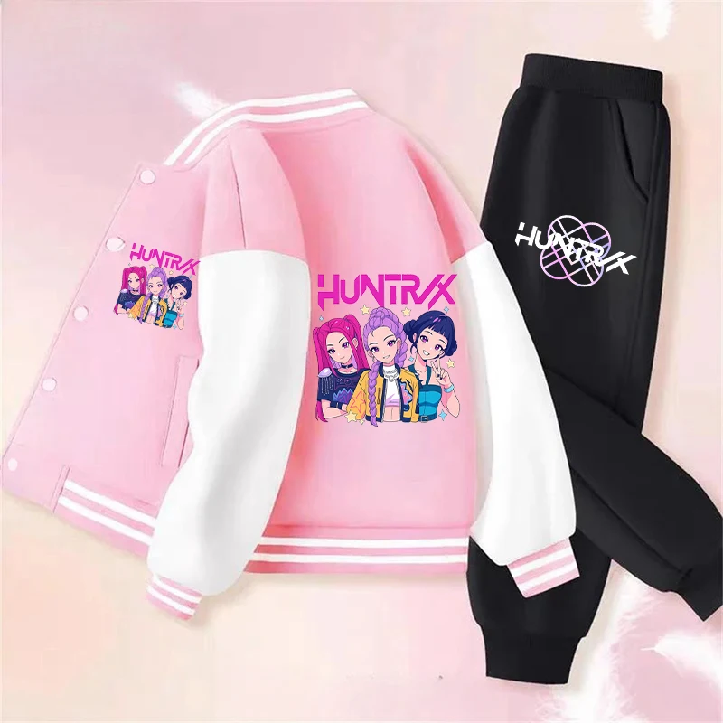 

KPop Demon Hunters Children's Clothing Hoodie COAT Set Girls Casual Long-sleeved Zippers Sweatshirts Tops Kids Casual Trucksuit