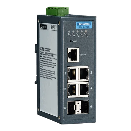 2025  Advantech Eki 7706E 4FE+2SFP Fast Ethernet Managed Redundant Industrial Switch