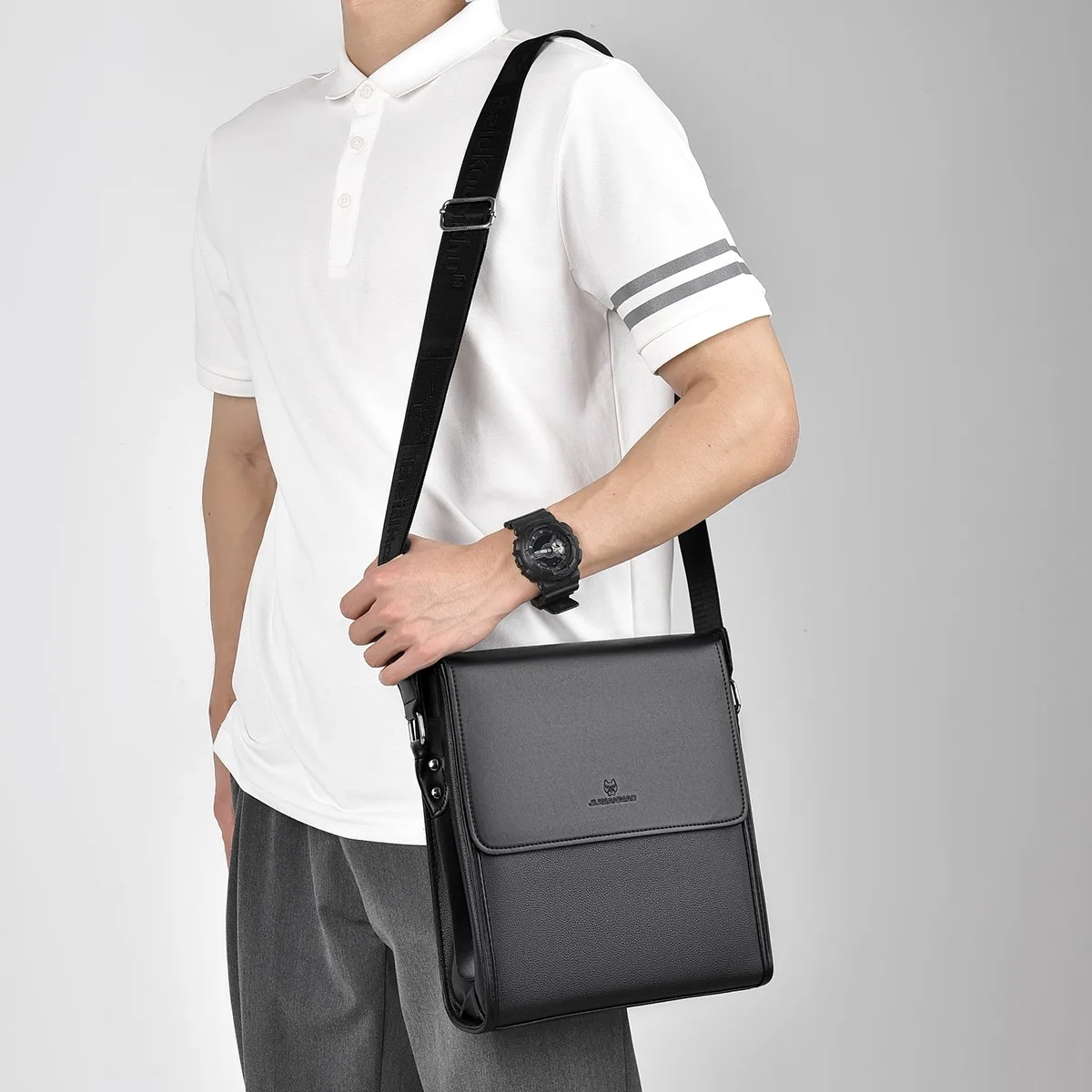 حقيبة كروس مربعة الجانب، حقائب جلدية تنفيذية للرجال، حقيبة يد مصممة للأعمال، محفظة كتف