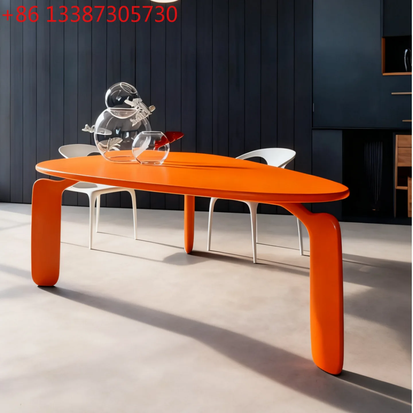 

Italian paint dining table triangle conference table modern simple solid wood dining table