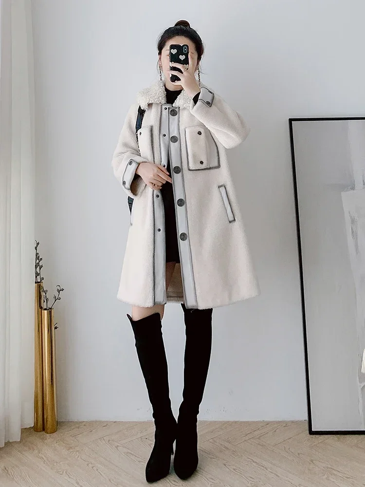 Real Fur Coat Soft Wool Fur Jacket Korean Simple Jackets for Women 2024 Women Coats Sheep Shearing Coat Manteau Femme Zjt654