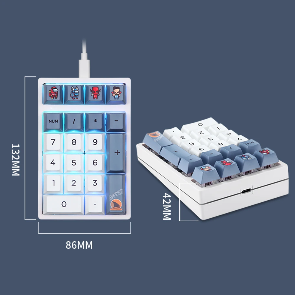 Imagem -05 - Darmoshark-teclado Numérico Mecânico Fio K3qmk Teclado Hot Swap Macro Drivehuano Switch Office Laptop pc 21 Chaves