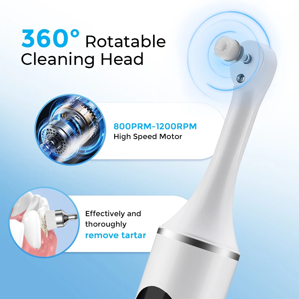 Electric Tooth Polisher Teeth Whitening Cleaner 5 Speed Modes 6 Brush Heads With LED Light Dental Tartar Remover Teeth Clean image 6