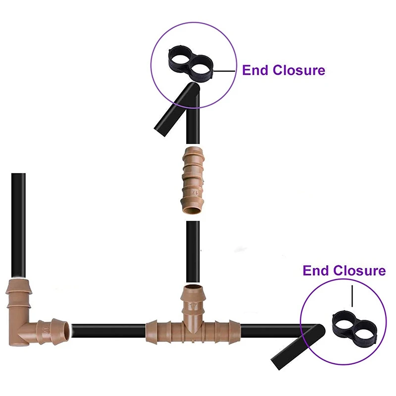 30 pz 1/2 pollici gocciolamento tubo chiusura terminale irrigazione a goccia tubo terminale raccordo per giardino sistema di irrigazione agricola