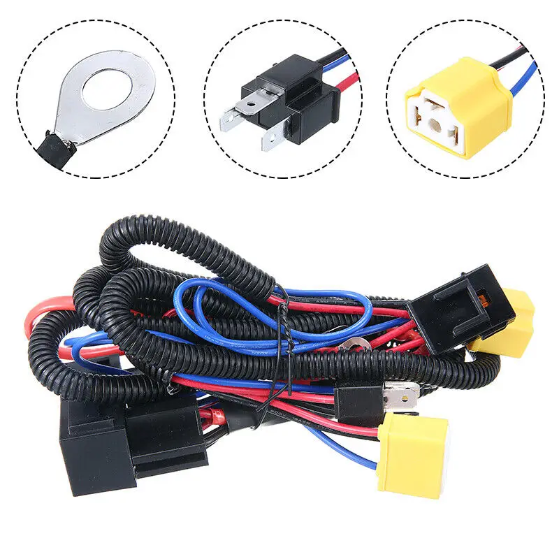 

1PC 12V Car H4 Headlight Lamp Bulb Relay Wiring Harness Kit Socket Wire Auto Head Lamp Brightening Harness Plug