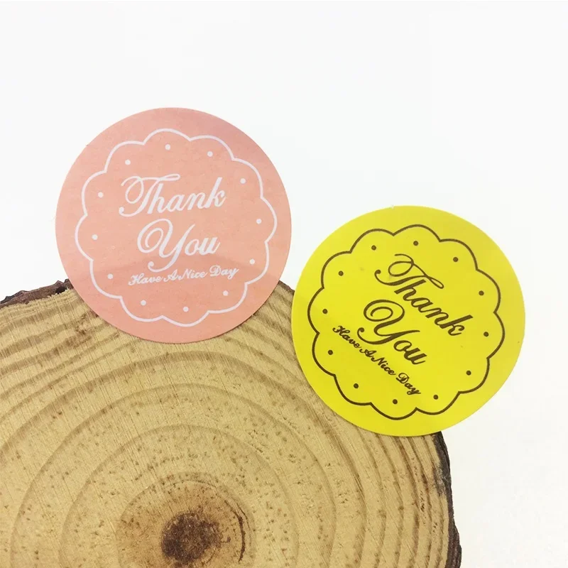 240 Pcs/lot Yellow/Pink 'Thank You' Design Sticker Labels Food Seals Gift Stickers Scrapbooking For Wedding Seals