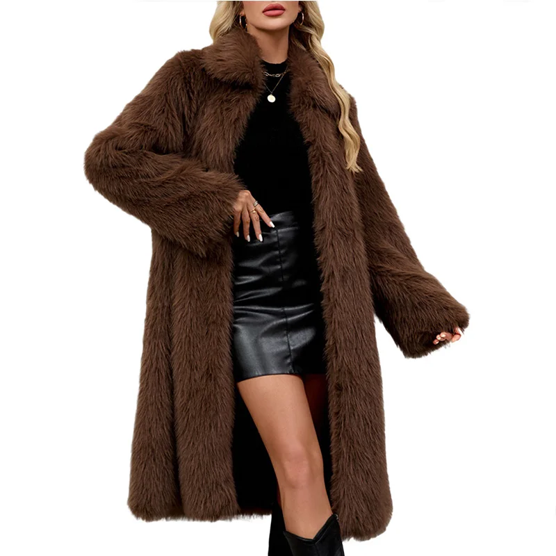 Fur & Faux Vintage Luxury Long Faux Fox Fur Coat Women Winter Warm Fluffy Fur Jacket Female Street Furry Outerwear Overcoat 2025