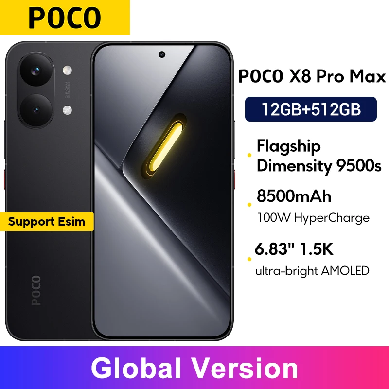 Global Version POCO X8 Pro Max 8500mAh 1.5K 120Hz Ultra-Bright