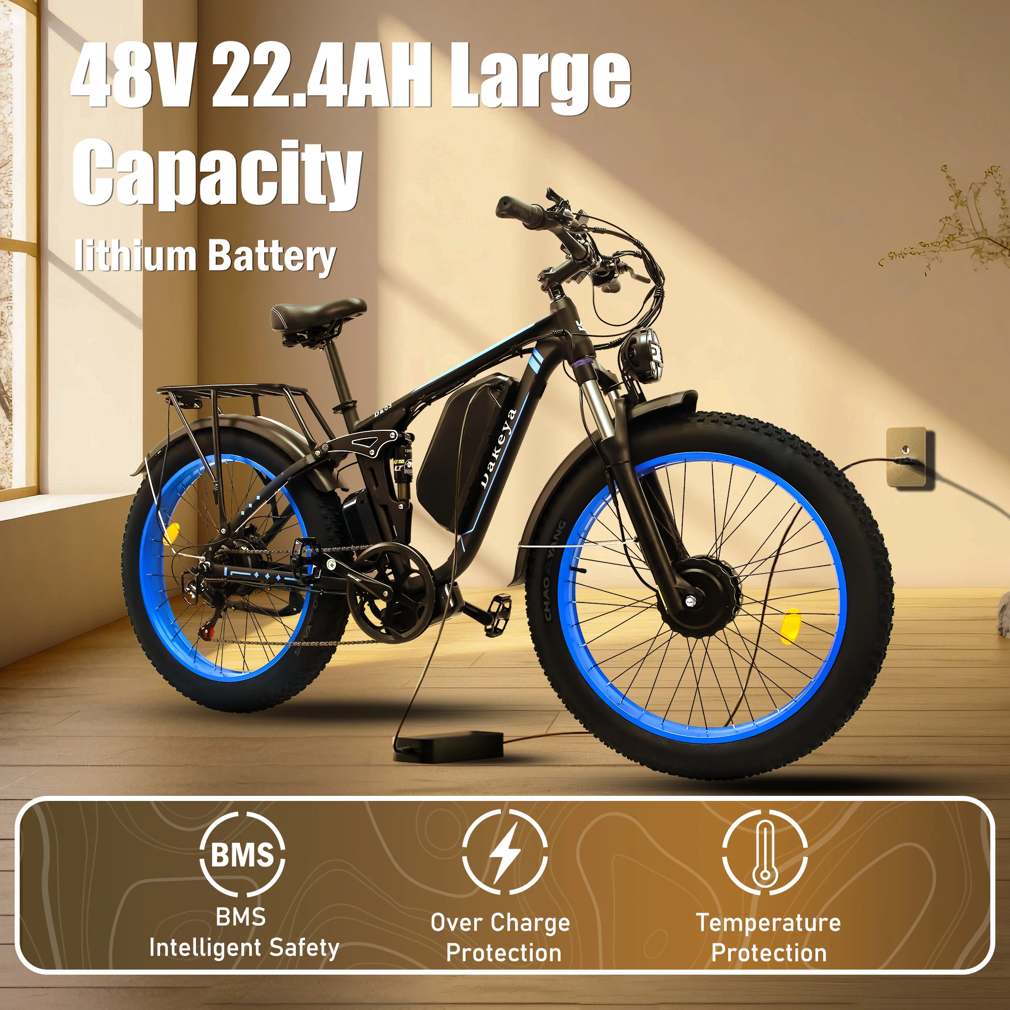 

Dakeya Da03 Electric Bike 2000W 48V Ebike 26x 4.0 Wide Tire Adult E Bike Hydraulic Brake Dual Motor Mountain Electric Bicycle