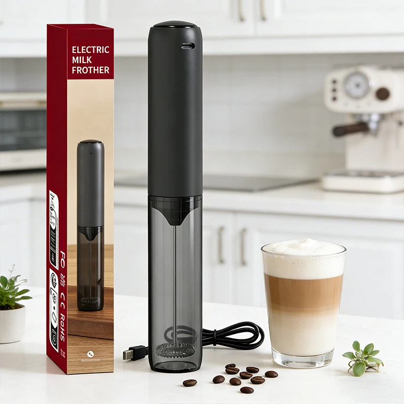 Electric Milk Frother Rechargable Kitchen Stirrer Handheld Coffee Frothing Wand Foam Maker Lattes Whisk Drink Mixer Egg Beater