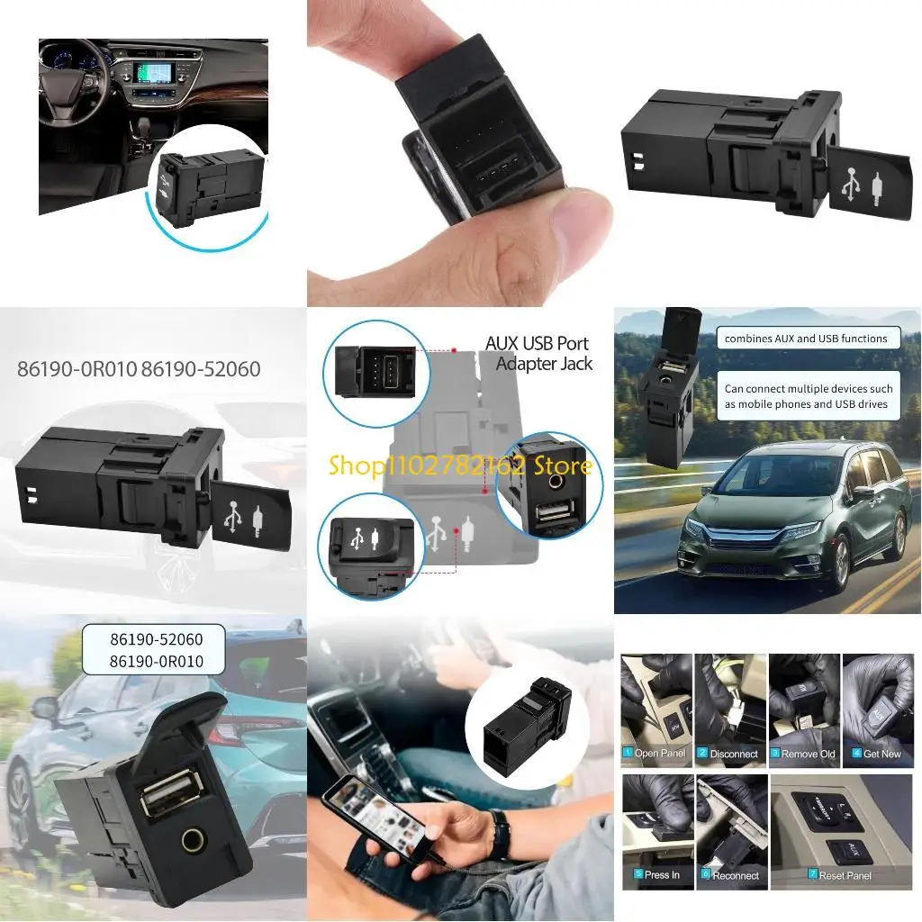 

547B Car USB Port Interfaces Socket Adapter for 86190-0R010 86190-52060 55434-02220
