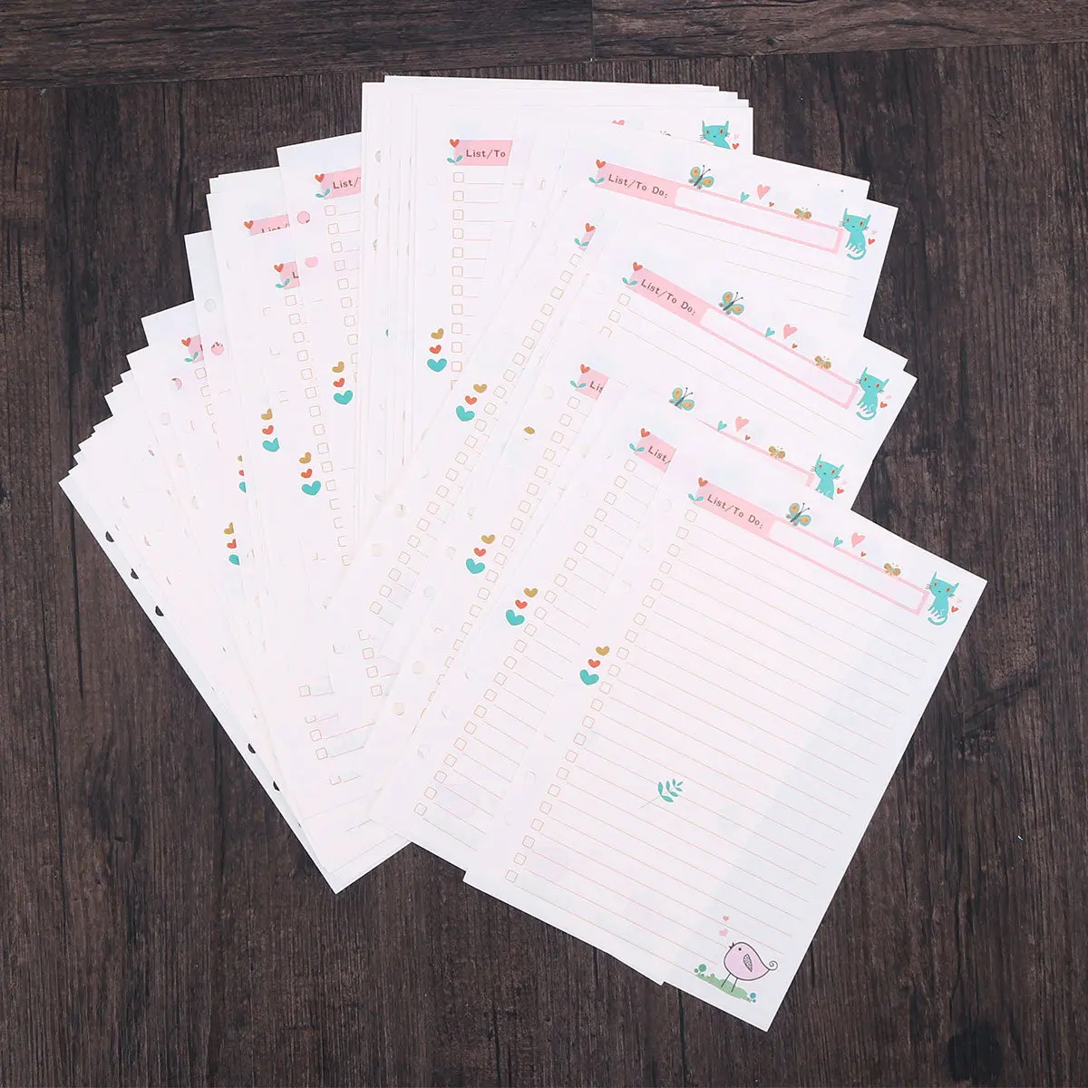 2Pcs A5 Paper Refills Colorful 6 Holes Loose Leaf Planner Notebook Pad Smooth Writing Drawing Suitable for Spiral Notepad Daily