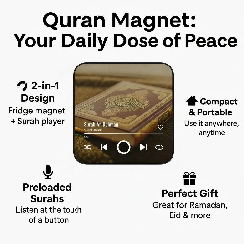 Hot Sale Quran Speaker Fridge Magnet Rechargeable Islamic Eid Gift Musical Magnetic Player for Muslim