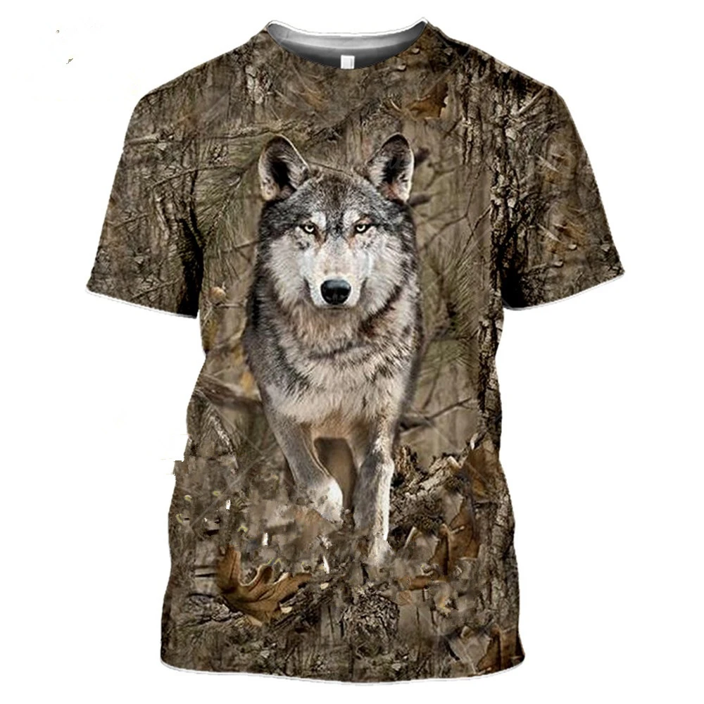 Camisetas de caza de camuflaje Vintage para hombres, camisetas con estampado Animal, camiseta informal de gran tamaño 3d, ropa de calle Retro, Top