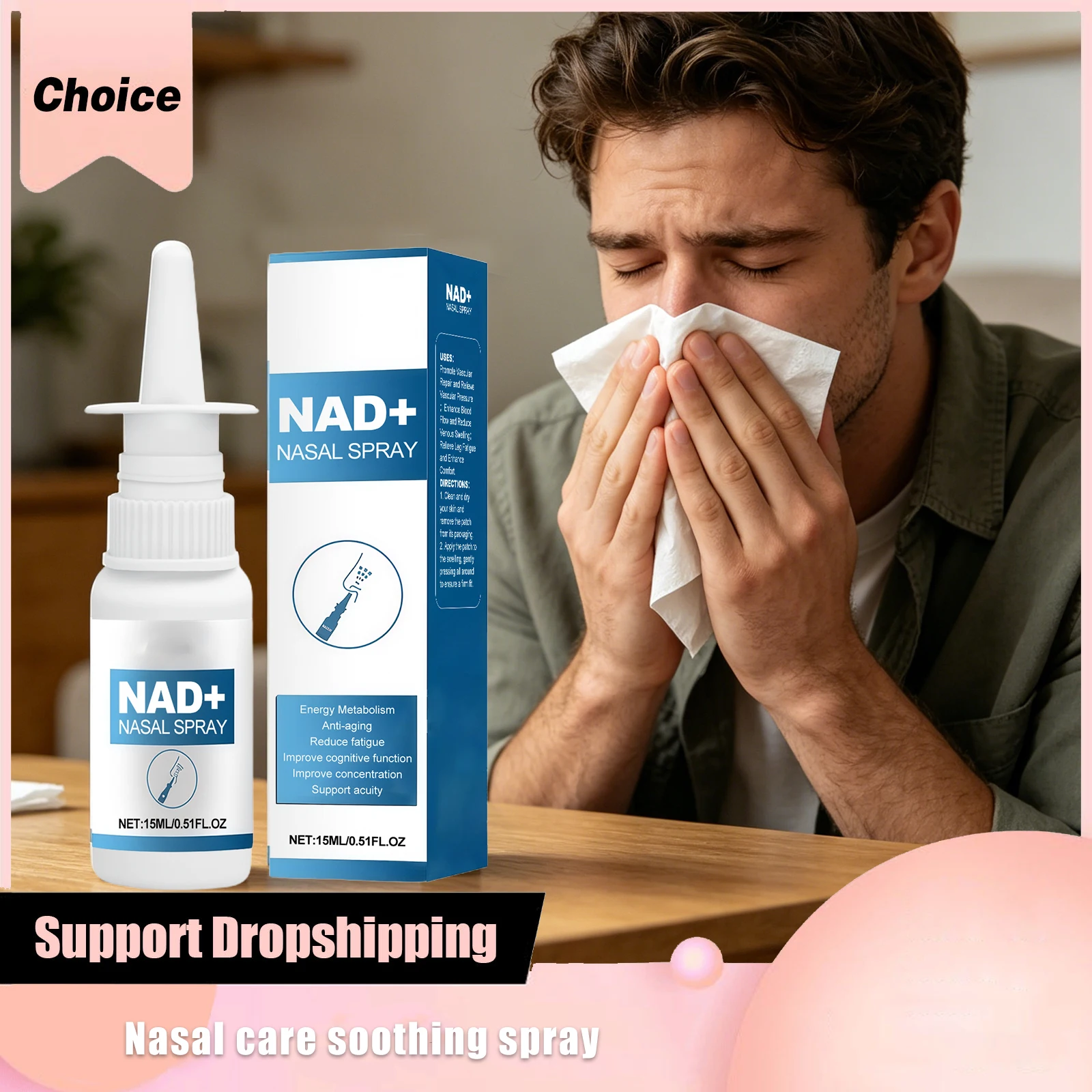 Nad＋ Nose Care Soothing Spray Cleaning Nasal Remove Dirt Refresh Breathing Relieve Discomfort Gentle Formula for Sensitive Noses