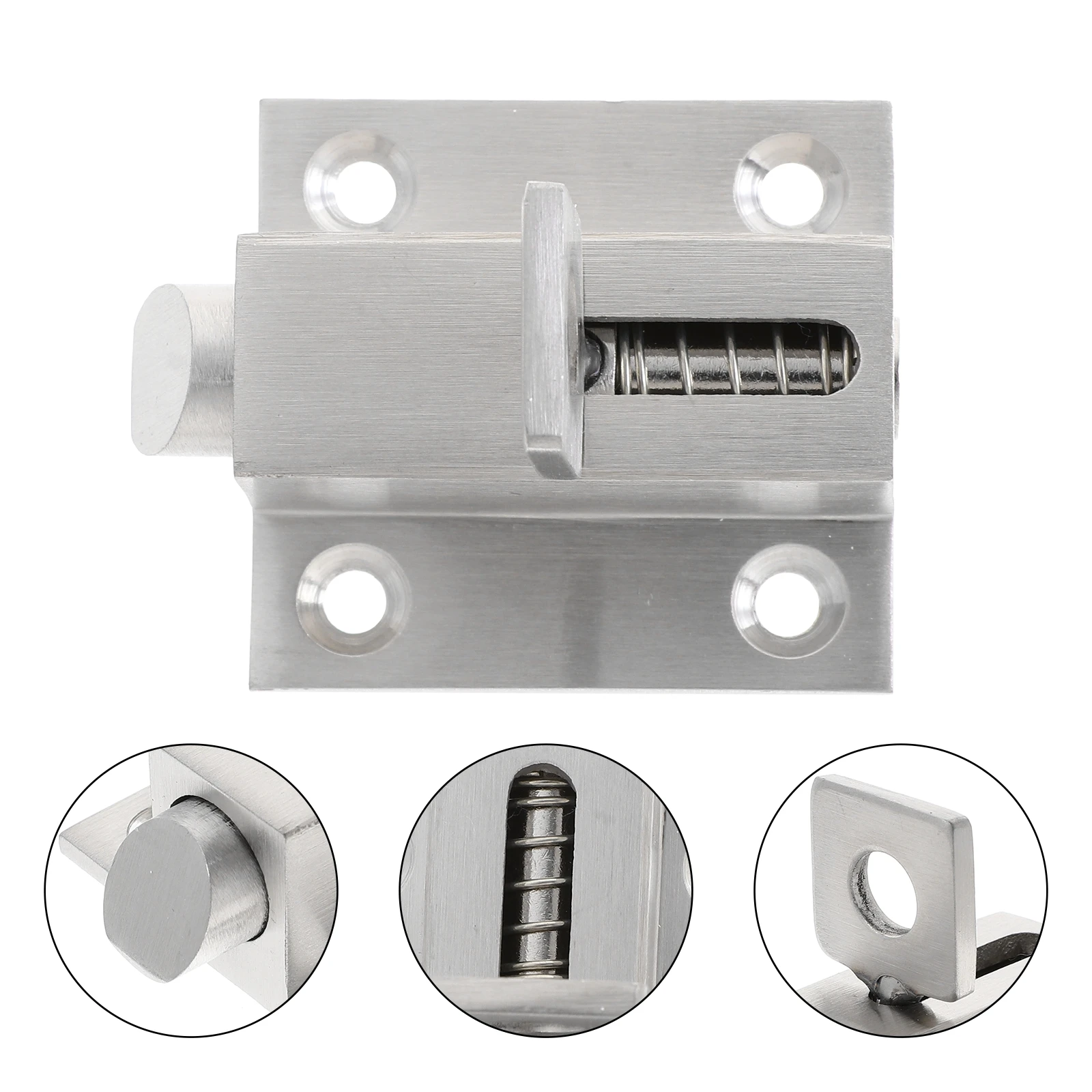 

1pc Stainless Steel Door Security Slide Lock For Doors Windows Cabinets Spring Bolt Latch Accessory Gate Safety Lock Door Bolts