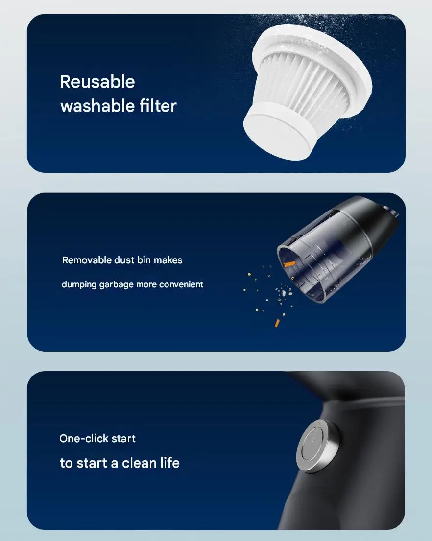 مكنسة كهربائية محمولة للسيارة لاسلكية صغيرة، شفط قوي للغاية، مدمجة وخفيفة الوزن للسيارات والاستخدام، متوفرة بالجملة