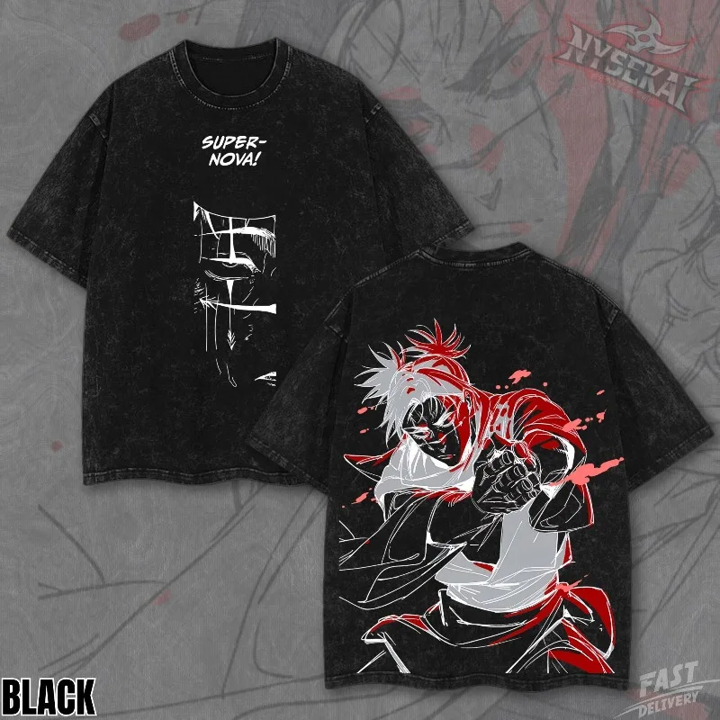 Camiseta de Anime Choso, Camiseta con Gráfico Supernova, Camiseta Manga Gris Lavado, Camiseta Streetwear Inspirada en JJK, Regalo para Fanáticos del Anime Sorcerer