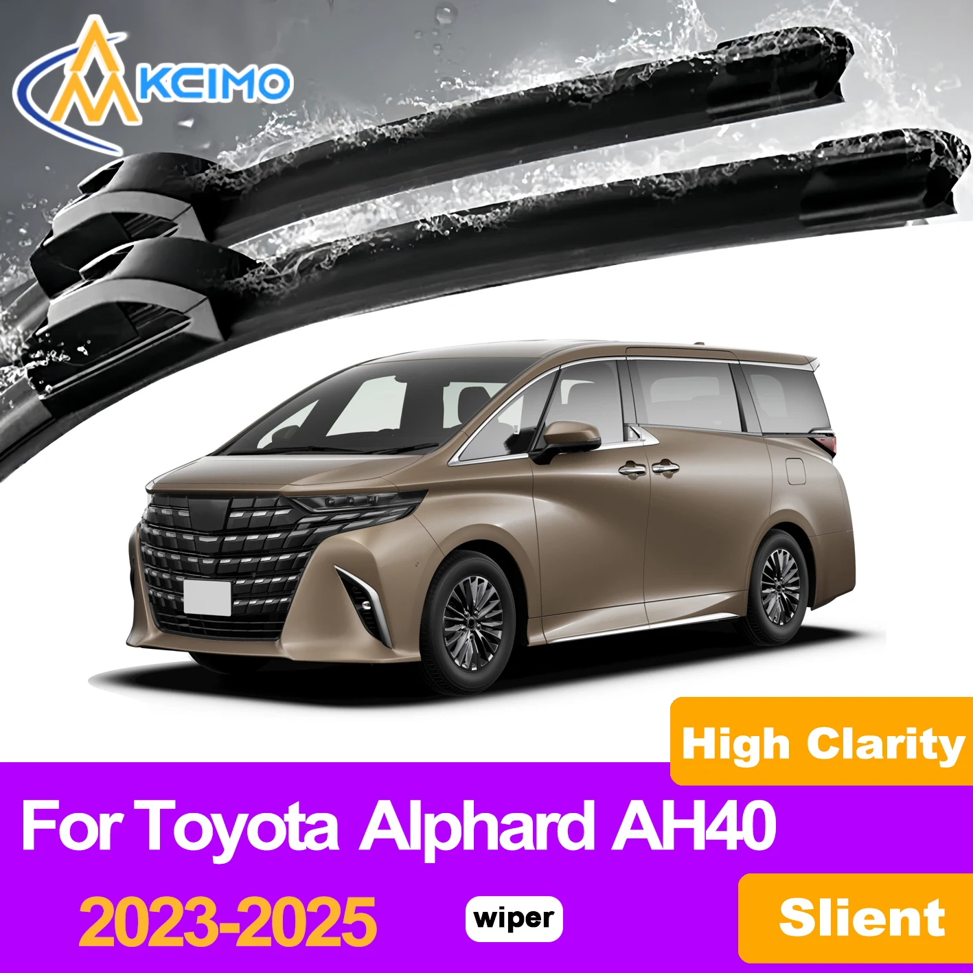 

KCIMO 2PCS Front Windshield Wiper Blades For Toyota Alphard AH40 2023-2025, Silent Stable High Performance Rain Snow Wipers