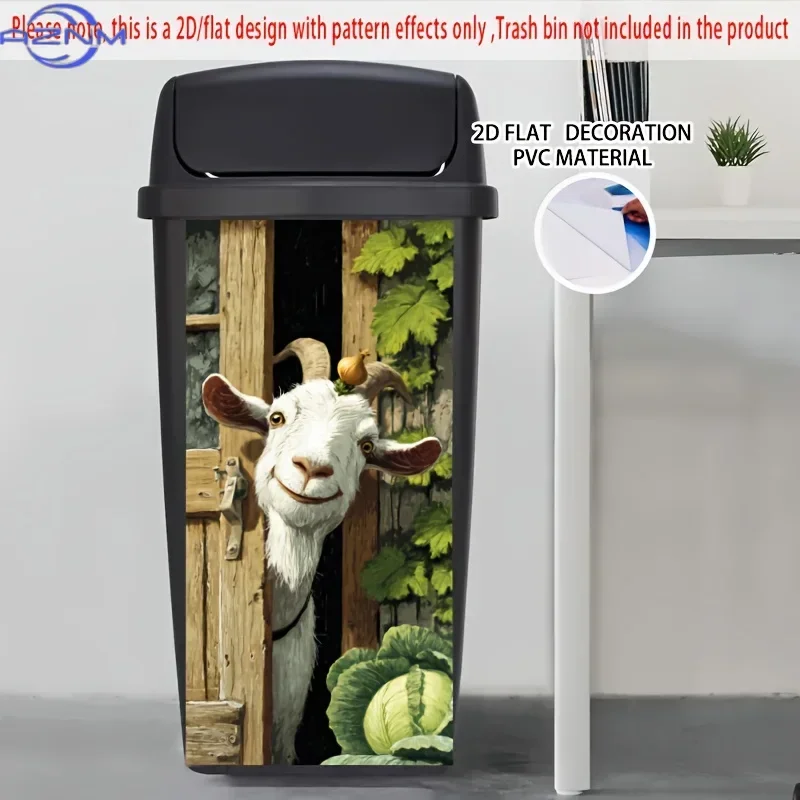 1Pc Large Creative Peeking Goat Self‑Adhesive Sticker For Door And Window Cute Fun Woolly Goat Personalized Decor Decal