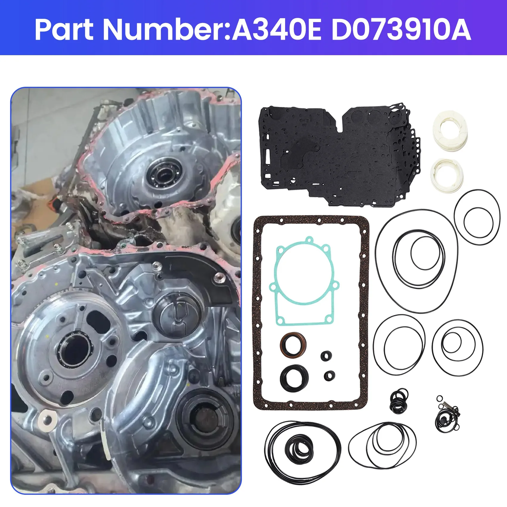 

ABHY-A340E D073910A Auto Transmission Gearbox Rebuild Overhaul Seals Gasket O-Rings Kit For Toyota Lexus