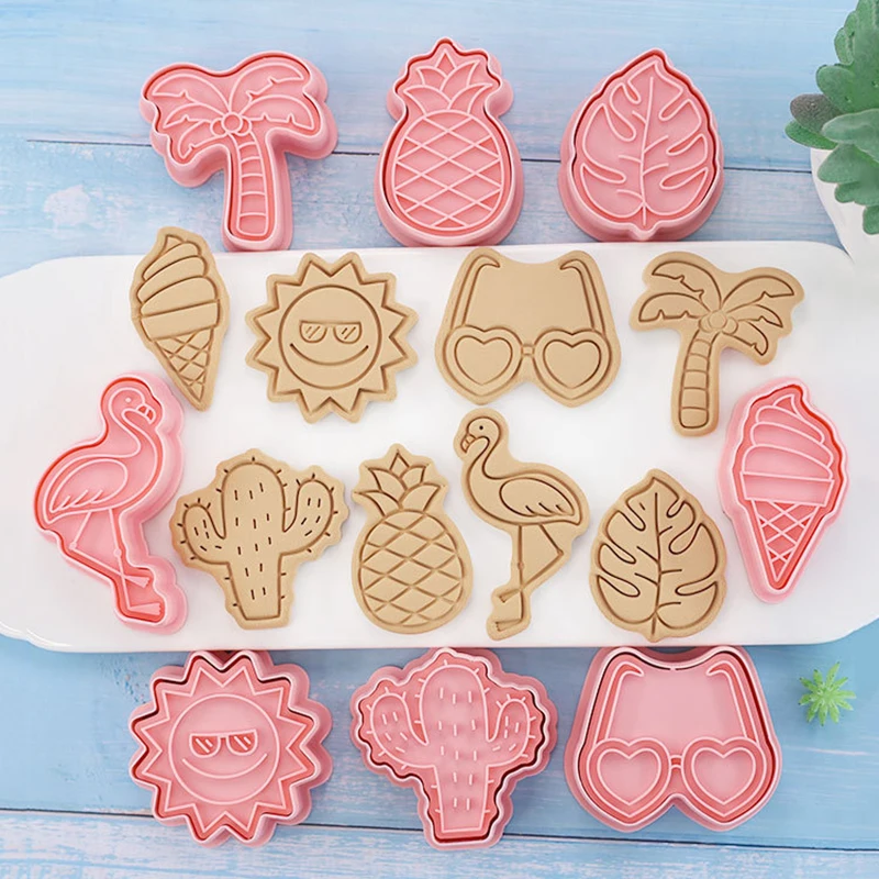 8pcs 8pcs Cookie Molds Sunglasses Flamingo Pineapple Ice Cream Cookie Cutter Beach Elements Biscuit Mold DIY Plastic Baking Tools - Aliexpress Deal