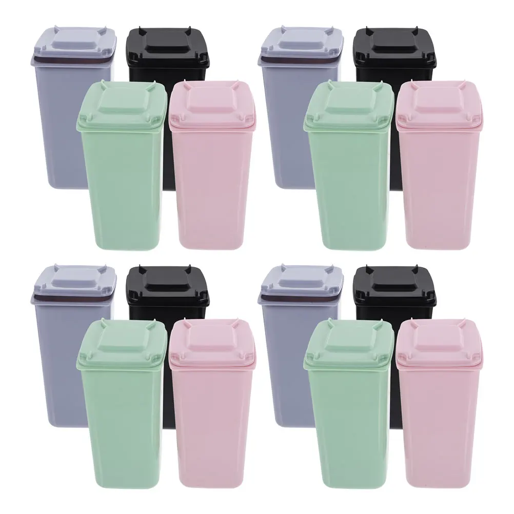 

16pcs Mini Trash Can Desktop Small Plastic Waste Basket with Lid Countertop Bin Study Room Office Garbage Can Easy Clean